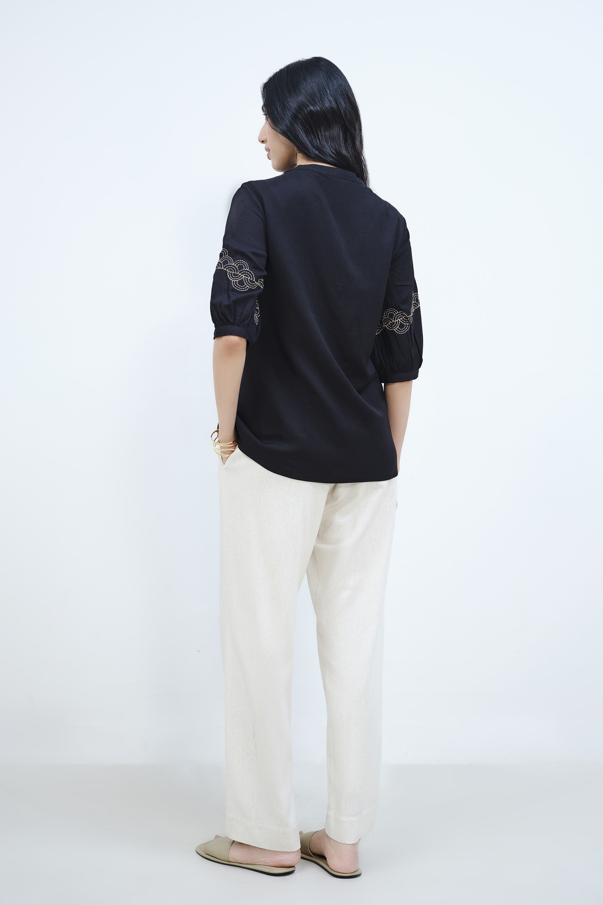Black Embroidery Top, Black, image 6